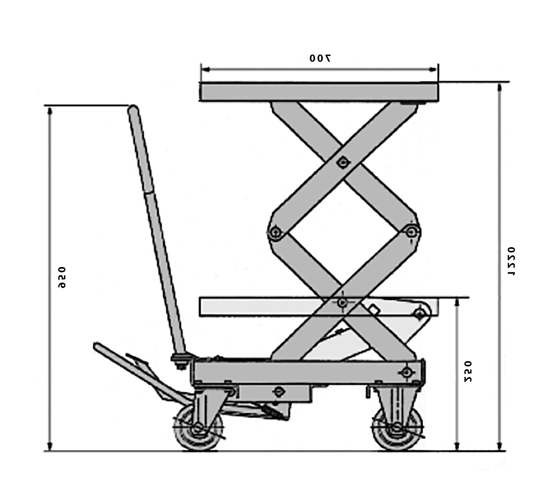 100kg - Stainless Steel Top - Scissor Lift Table - Manual - NOBLELIFT