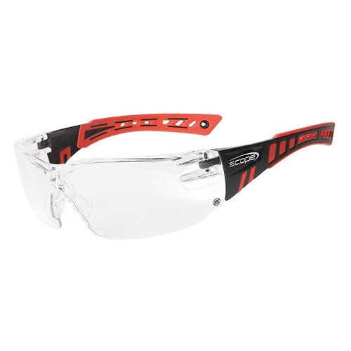 Safety Glasses Red/Black Frame Titanium AF/AS Clear Lens