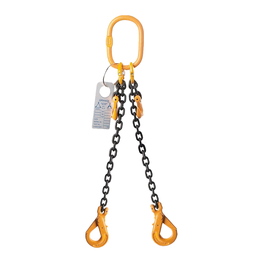 Two Leg Chain Slings 10mm  - With Grab Hooks & Self Locking Hook