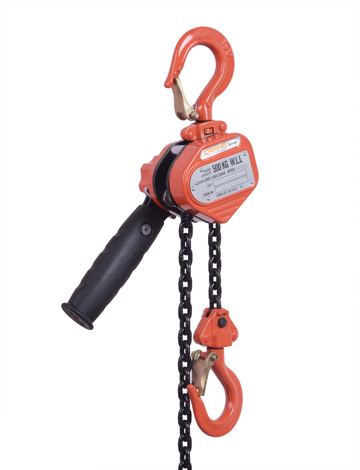 500kg Rated CRANE TOUGH G100 Mini Lever Block - 1.5m