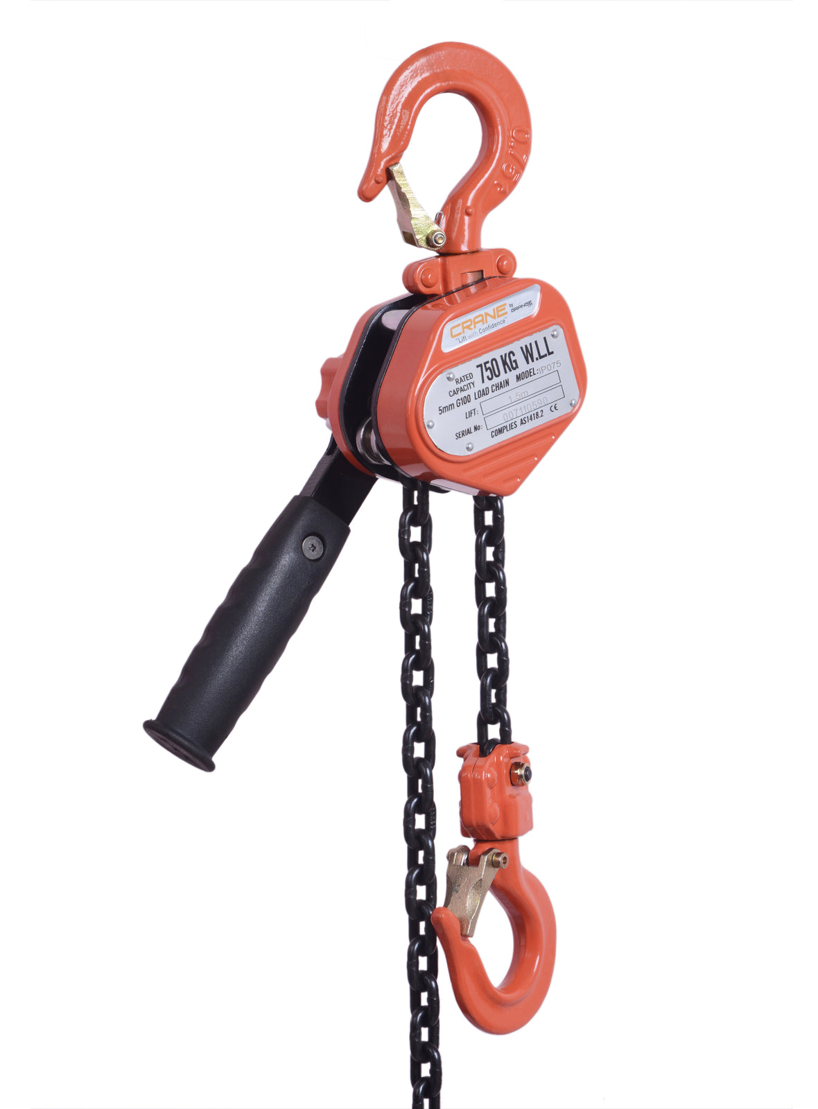 750kg Rated CRANE TOUGH G100 Mini Lever Block - 3.0m