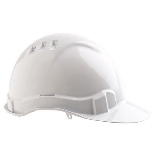 V6 Vented Pushlock - Fall Protection Safety Hard Hat - White