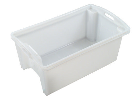 54L Plastic Fish Crate Stack and Nest - Solid Base - White