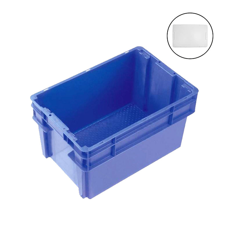 52L Nesting Plastic Crate + Drop On Lid