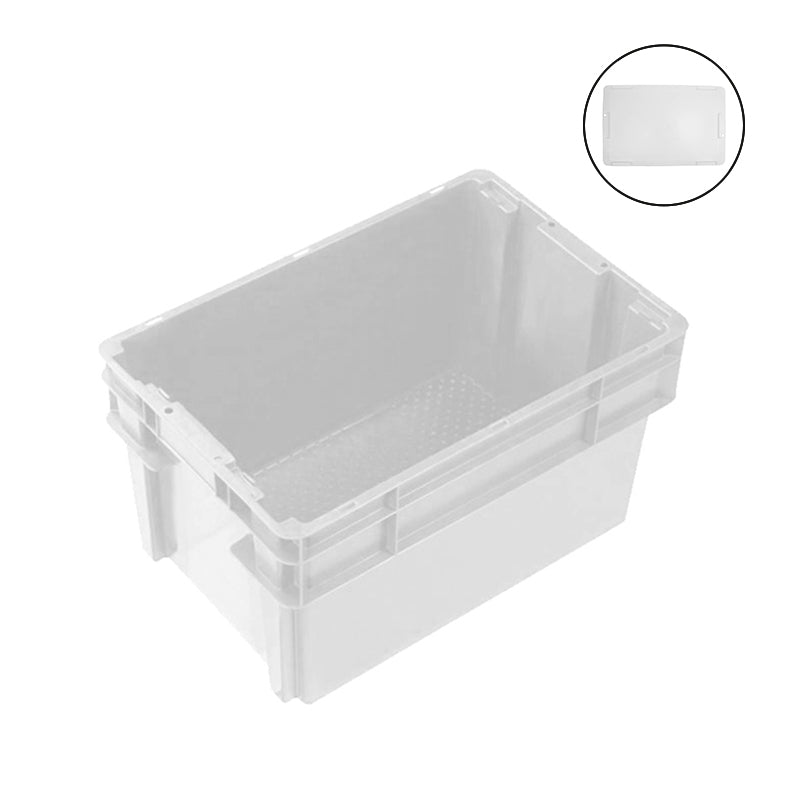 52L Nesting Plastic Crate + Drop On Lid