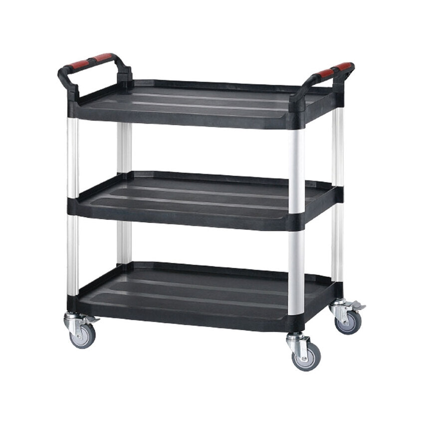 150kg Rated 3 Tier Black Plastic Multi-function Utility Trolley Cart