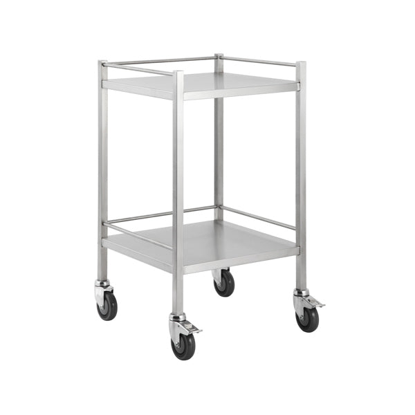 Stainless Steel Medical Trolley Utility Cart - Square with Rails