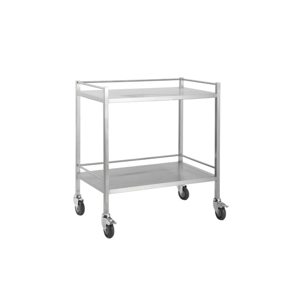Stainless Steel Medical Trolley Utility Cart - Rectangle with Rails