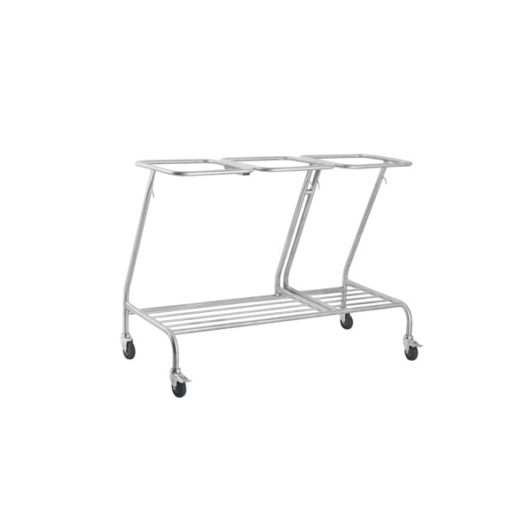 Triple Stainless Steel Linen Trolley Skip