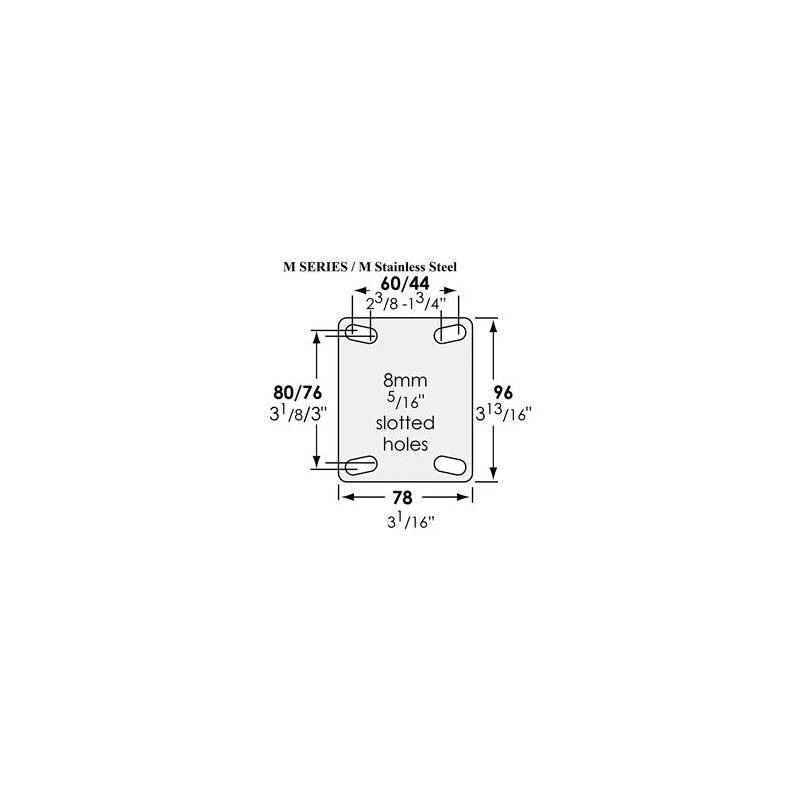 150kg Rated M Stainless Steel Series Castor - 100mm - Swivel Plate