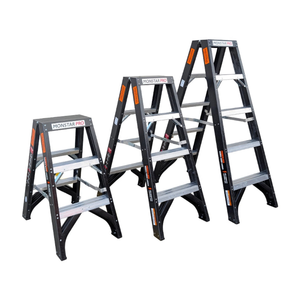 3 - 5 Step 180kg Rated Monstar Pro Fibreglass Step Ladder