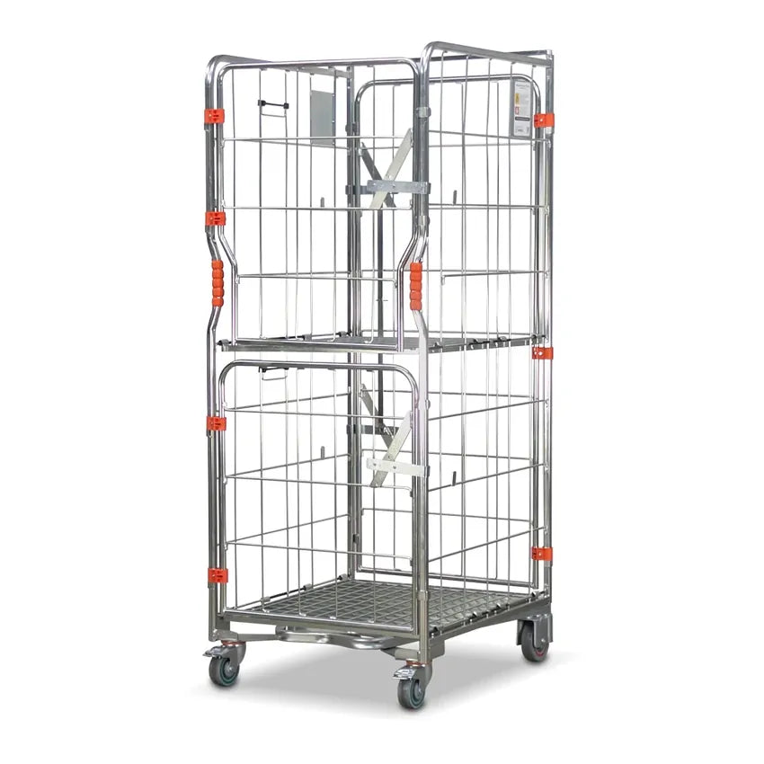 500kg Rated 4 Sided Roll Cage with Folding Middle Shelf