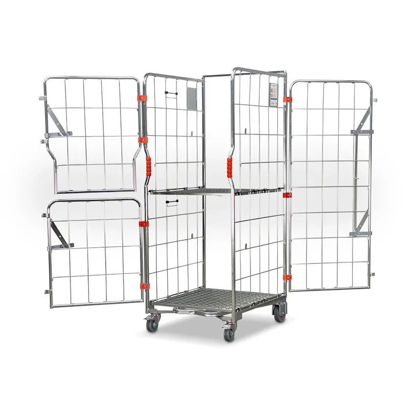 500kg Rated 4 Sided Roll Cage with Folding Middle Shelf