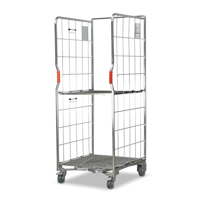500kg Rated 2 Sided Roll Cage with Folding Middle Shelf