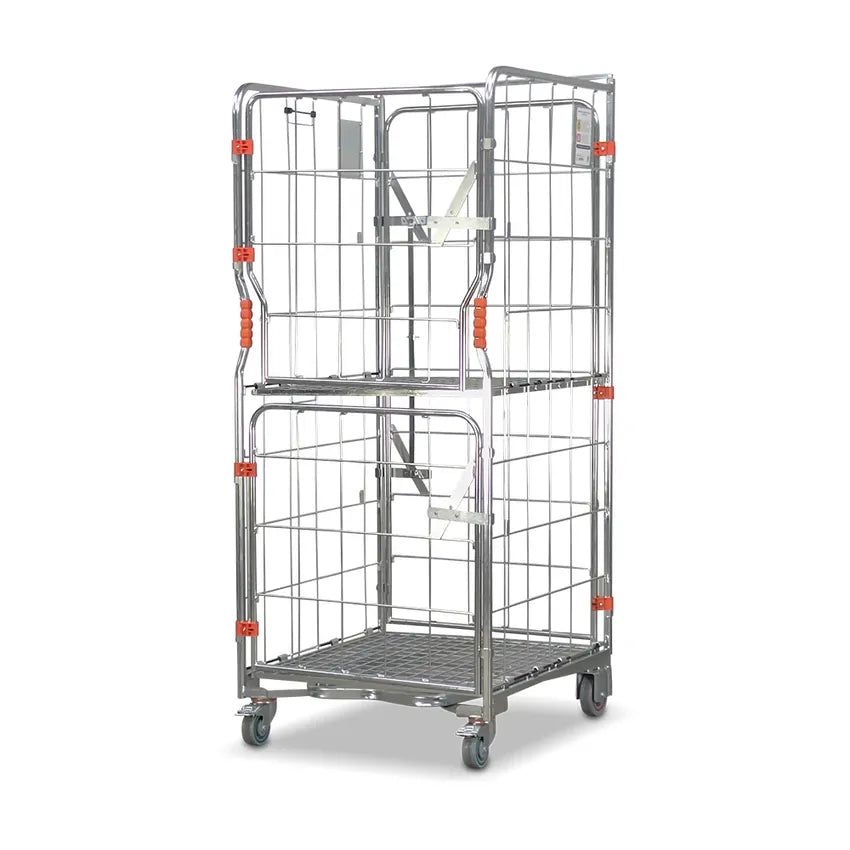 500kg Rated 4 Sided Roll Cage with Folding Middle Shelf