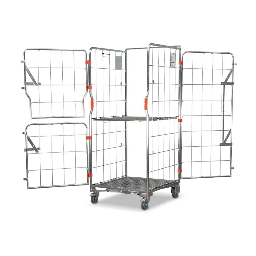 500kg Rated 4 Sided Roll Cage with Folding Middle Shelf