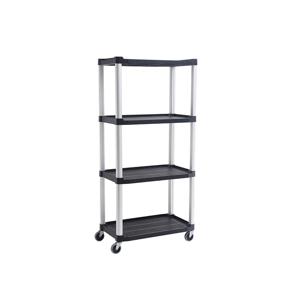 360kg Rated Mobile Shelf Truck, 4-Shelf Unit - Black