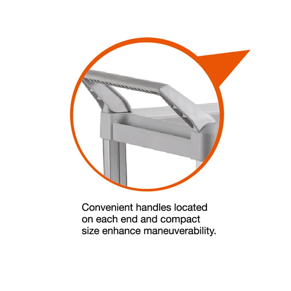 90kg Rated 3 Shelf Commercial Trolley Hospitality Cart with Lockable Doors, Sliding drawer - Black