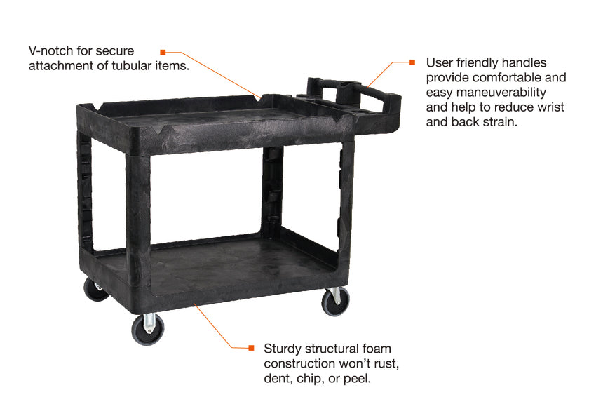 230kg Rated Bitbar 2 Shelf Utility Cart - Black