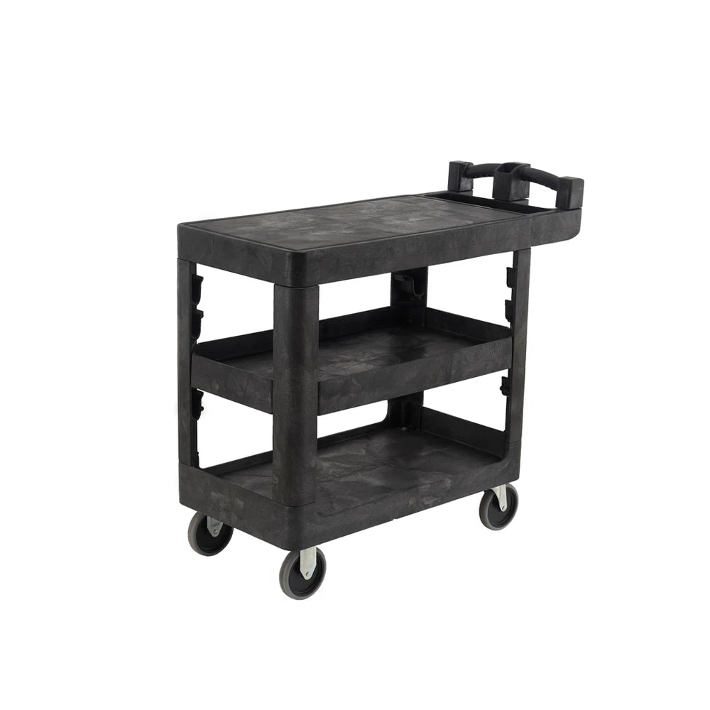230kg Rated Bitbar 3 Flat Shelf Utility Cart - Black
