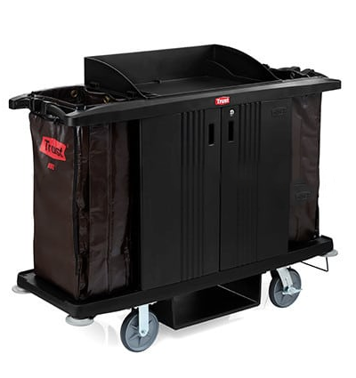 Grandmaid Housekeeping Commercial Hospitality Trolley Cleaning Cart with doors - Black