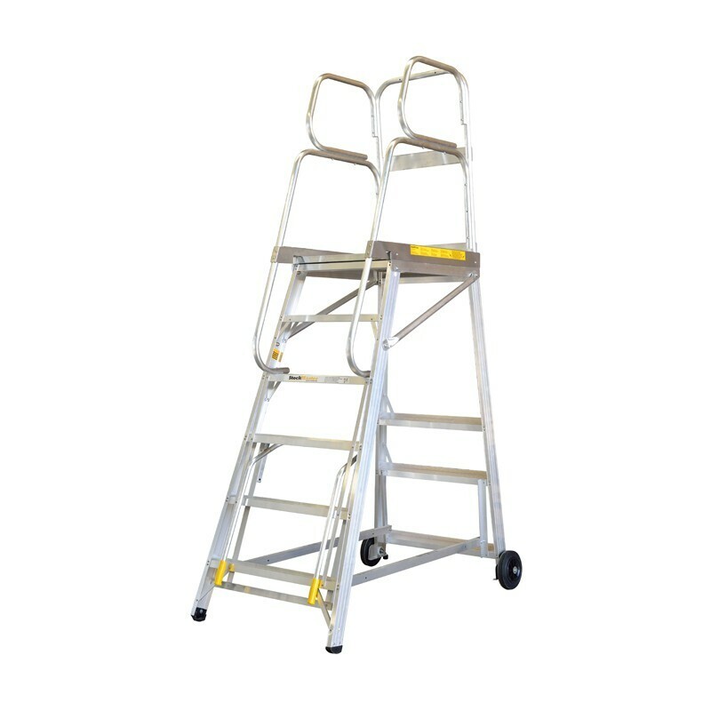 Stockmaster Tracker Mobile Platform Ladder - 150Kg Rated
