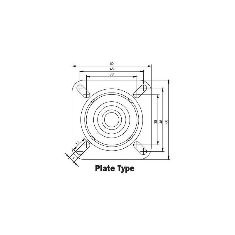 50kg Rated General Grey Rubber Castor - 50mm - Fixed