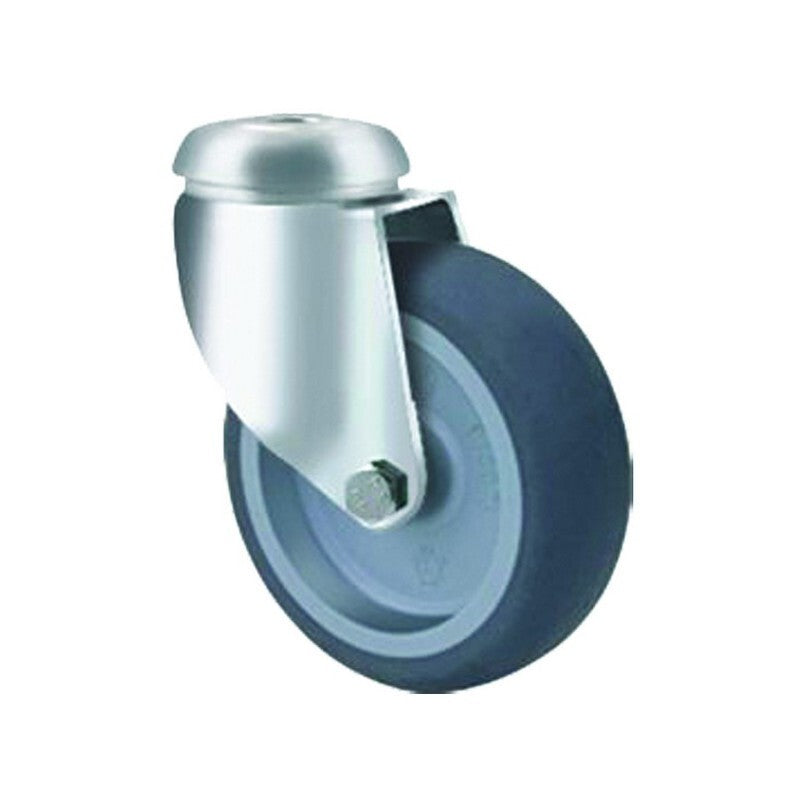70kg Rated General Grey Rubber Castor - 75mm - Bolt Hole