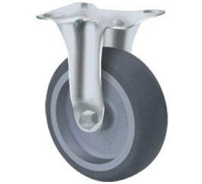 70kg Rated General Grey Rubber Castor - 75mm - Fixed