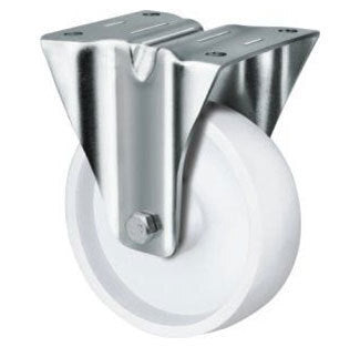 180kg Rated White Nylon Castor - 80mm - Fixed