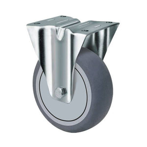 110kg Rated Grey Rubber Castor - 125mm - Fixed