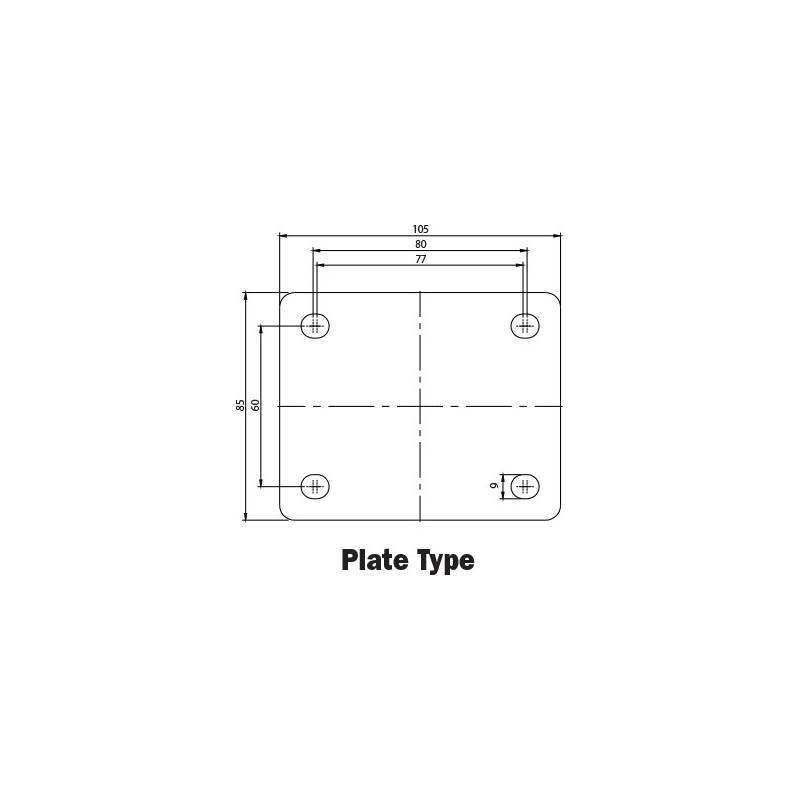 190kg Rated Grey Rubber Castor - 125mm - Fixed