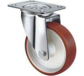 140kg Rated Urethane on Nylon Castor - 80mm - Swivel Plate