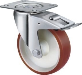 150kg Rated Urethane Castor - 100mm - Swivel Brake