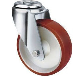 190kg Rated Urethane Castor - 125mm - Bolt Hole