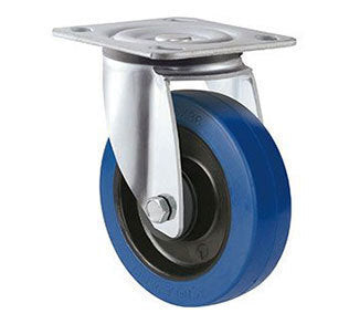 200kg Rated Blue Rubber Castor - 100mm -Swivel