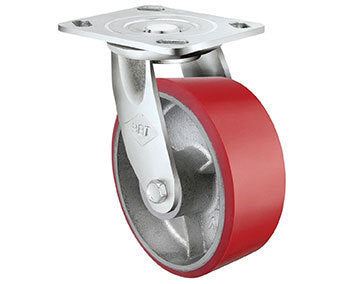 400kg Rated Urethane Castor - 200mm - Swivel Plate