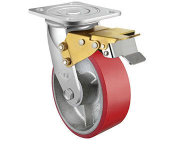 400kg Rated Urethane Castor - 200mm - Swivel With Brake