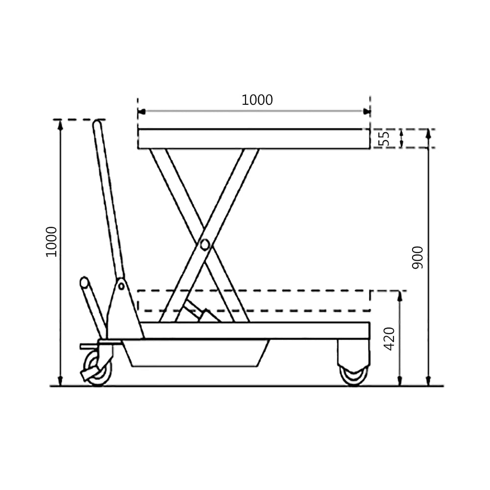 750kg Rated Manual Scissor Lift Table