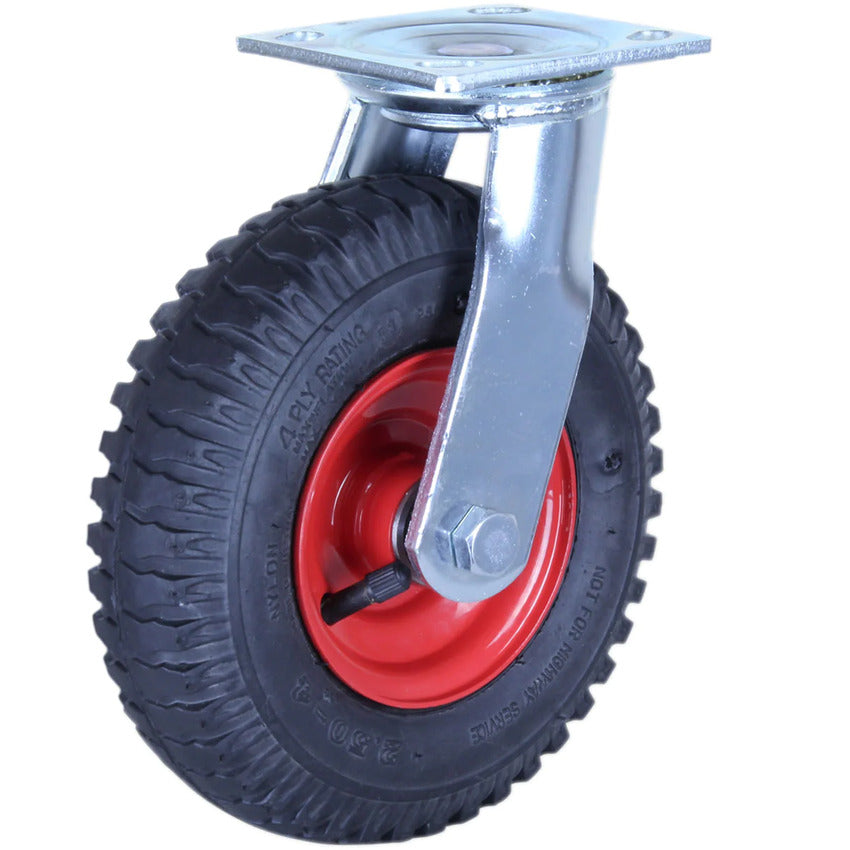 120kg Swivel Plate 220mm Black Rubber Pneumatic