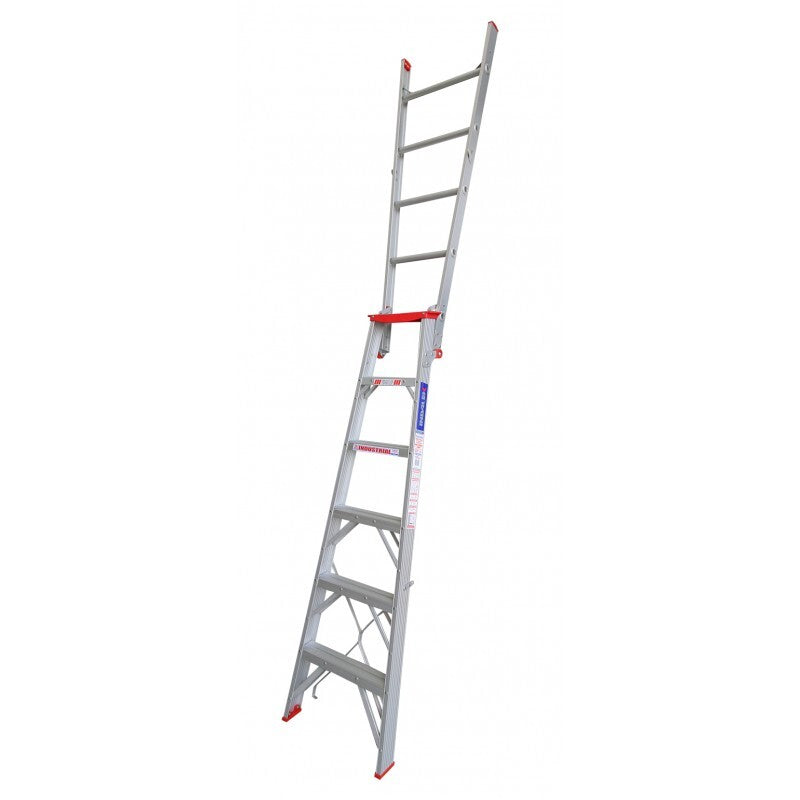 Indalex 5 - 7 Steps 150kg Rated Industrial Dual Purpose Aluminium Step Ladder
