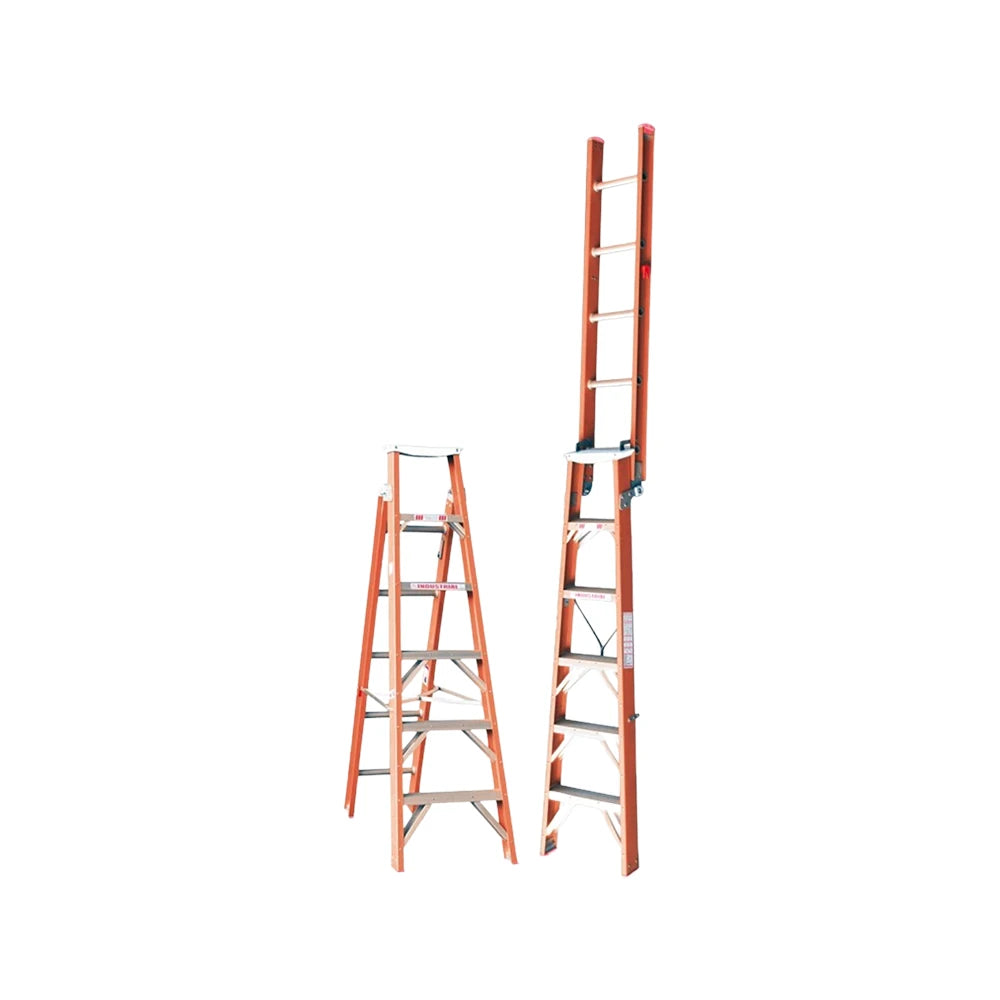 Indalex 6 - 7 Steps 135kg Rated  Industrial Fibreglass Dual Purpose "Up and Up" Step Ladder