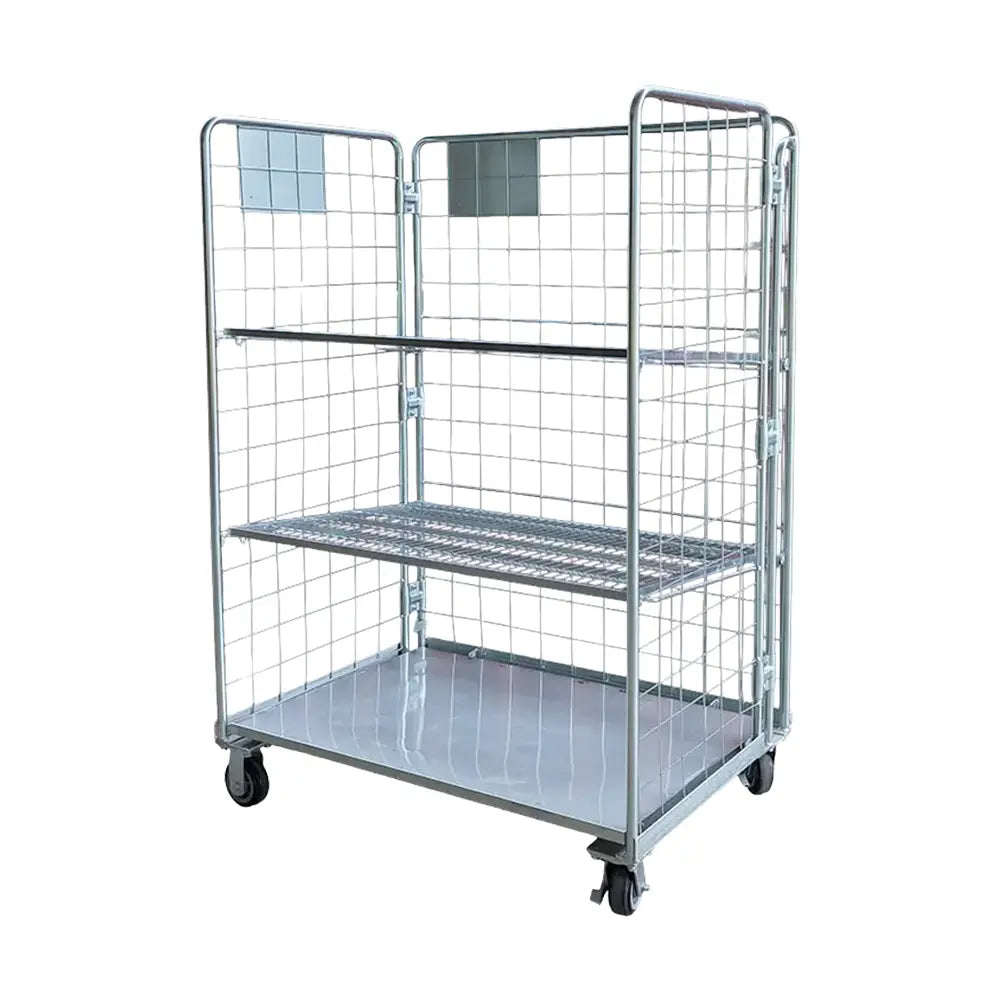 500kg Rated 3 Sided Folding Warehouse Stock Picking Trolley