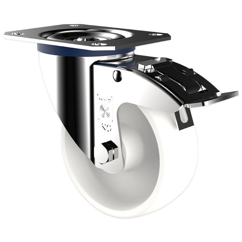 200kg Rated White Polyamid Castor - 100mm - Swivel with Brake