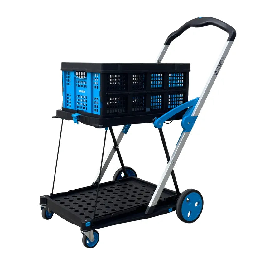 V Cart Folding Trolley With Collapsible Basket